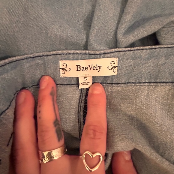 BaeVely 100% Cotton Denim Suspender Skirt with Full Button Front Detail - Picture 6 of 9